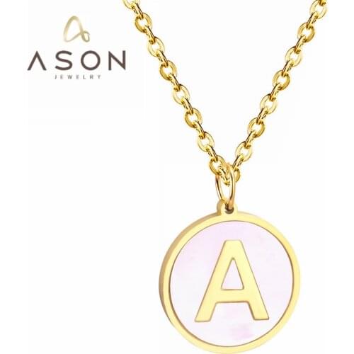 ASONSTEEL Necklaces for Women Initial 26 letter Gold/Silver Color White Shell Pendant Necklaces Alphabet Choker Collars Jewelry