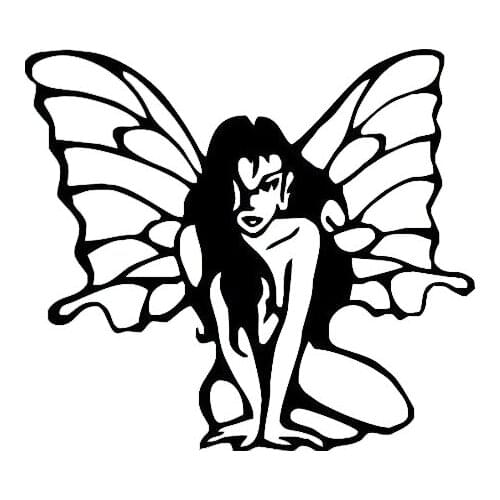 Car Sticker Butterfly Nude Shy Girl Beautiful Design PVC Car Decoration Sticker Waterproof Cover Scratch Black/white, 13cm*13cm