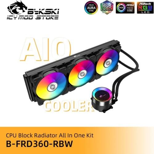 Bykski CPU Block 360mm Radiator AIO Cooler Kit for Intel AMD Fan Cooling Building CPU Heatsink All in One Combo B-FRD360-RBW
