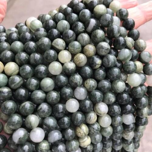 4/6/8/10/12MM Natural Grass Jaspers Stone Beads Round Loose Stone Beads For DIY Jewelry Making Accessories Strand 15
