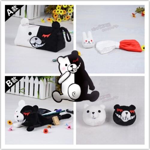 Super Danganronpa Monokuma Cosplay Black White Bear Writing Case Pen Bag Homecoming Pencil-box Back to School Hairpin Hair Clip