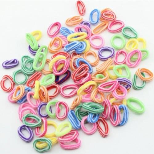 Wholesale 100Pcs/lot Colorful Child Kids Hair Holders Cute Rubber Hair Band Elastics Accessories Girl Charms Tie Gum