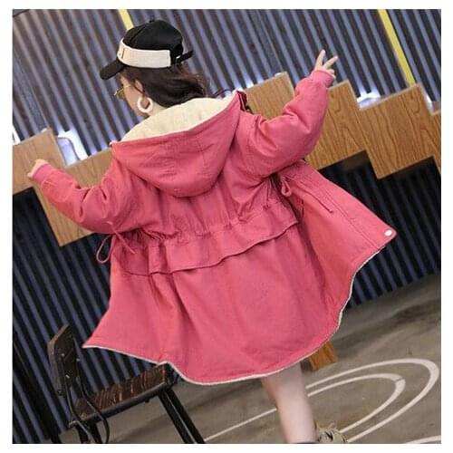Kids Trench Coat With Hooded Fashion 2020 Winter Outdoors Long Windbreaker Thicken Velvet Warm Coat Children Girls Outwear W946