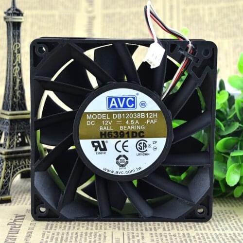 For AVC 12CM 12038 12V 4.5A High Volume Violent Fan DB12038B12H Shuangzhu 3 Line