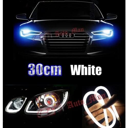 2x 30cm White DRL Daytime Running Light Solf Tube Style LED Strips for Car Motorcycle Headlight Angel Eyes Universal Retrofit