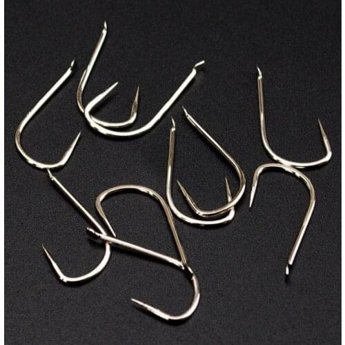 DYGYGYFZ 50pcs Reinforced Sleeve Hook White No Barbed Hook High Carbon Competitive Fish Table Hook Fishing Supplies