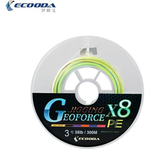 ECOODA GEOFORCE 8 Strands Braided Multicolored PE Line Bait Cast Line Multifilament Fishing Wire Sea Fishing Line 300m 400m