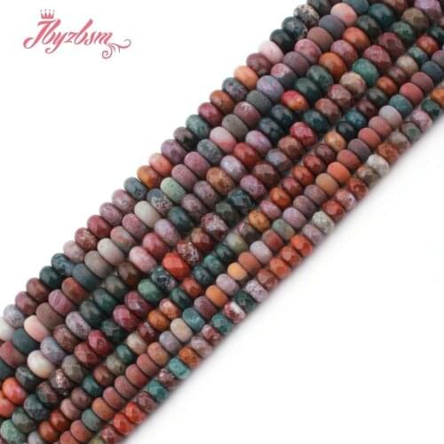 3x6/4x8mm Rondelle Ocean Jaspers Smooth Frost Faceted Natural Stone Beads For Jewelry Making DIY Necklace Loose15" Free Shipping