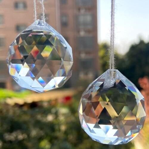 2Pc 30MM Crystal Ball Clear Suncatcher Chandelier Prisms Crystals Pendants Accessories DIY Lamp Part Curtain Hanging Ornaments