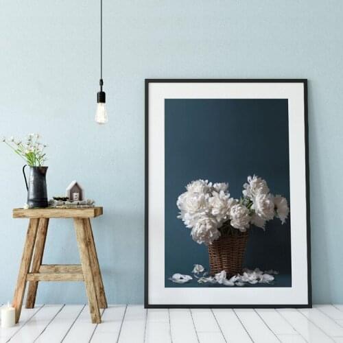 White Peonies Flower Wall Art Canvas Print Peony Botanical Photography Poster Floral Wall Picture Home Nordic Decor Painting
