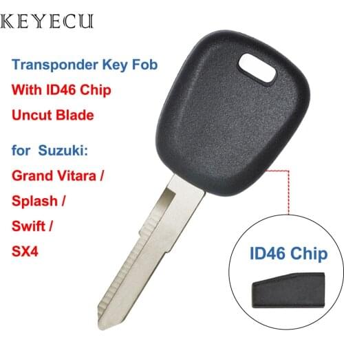 Keyecu Replacement Transponder Key with ID46 Chip for Suzuki Grand Vitara Splash Swift SX4 Uncut Blank Blade