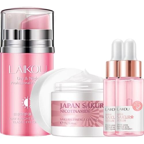 Total Eye Cream Cherry Blossom Facial Serum Face Cream Set Anti Aging Elastin&Hyaluronic Acid Day&Night 2IN1 eyecream Skin Care