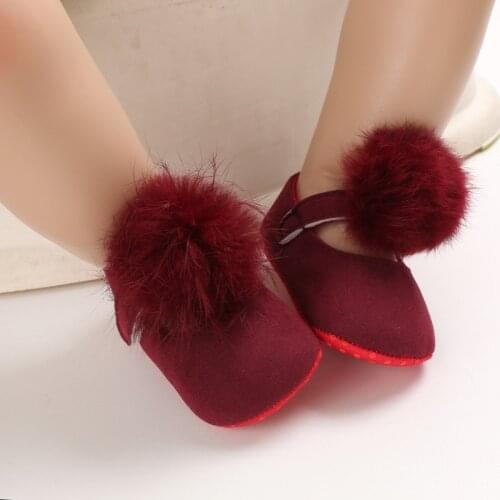 Cute Fur Ball Newborn Infant Baby Girl Soft Sole Crib Toddler Shoes For 0-18M Baby