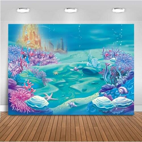 Mocsicka 7x5ft Photography Under Sea Castle Backdrop Ocean Bubble Birthday Party Photo Studio Booth Background Newborn