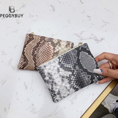 Fashion Women PU Leather Snake Pattern Coin Wallet Ladies Vintage Zipper Small Clutch Purse