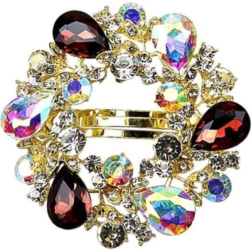 Fashion Female Rainbow Crystal Hair Clips For Women Females Classic Hollow Round Hairpin Trendy Geometry Hair Accessories