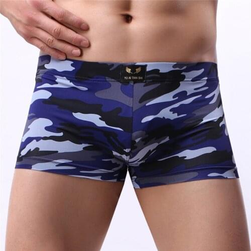 Mens Boxers Camouflage Sexy Mens Stretch Breathable Swimming Trunks Soft Underpants Knickers Shorts Sexy Underwear