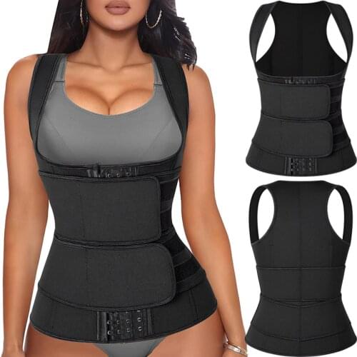 Neoprene Sauna Hook Waist Trainer Vest for Women Lower Belly Fat Underbust Workout Body Shaper with 2 Belts Slimming Shapewear