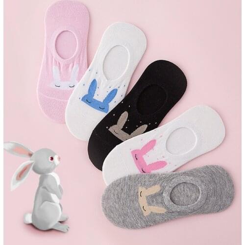 Ear rabbit Invisible Short Woman Sweat comfortable cotton girl boat socks ankle silicon gel low female hosiery 1pair=2pcs ws167