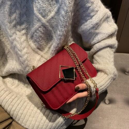 2021 New Fashion Women PU Leather Hasp Handbag Vintage Female Soft Shopping Travel Chain Bag Shoulder Cross Body Bags For Girls