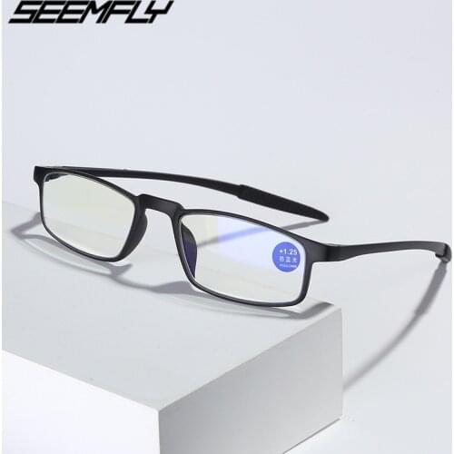 Seemfly Anti Blue Light Reading Glasses Women Men TR90 Flexible Frame Computer Goggle Presbyopia Eyeglasses +1.0 1.5 2.0 To +4.0