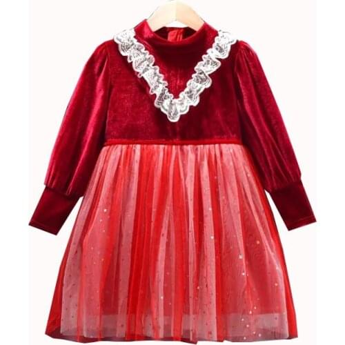 Girls Clothes 2021Spring and Autumnr Princess Dresses long Sleeve Kids Dress Velvet shiny star Girls Dresses Children Clothing