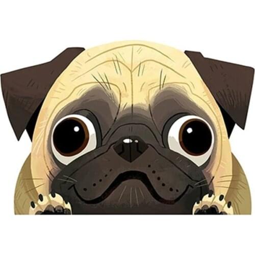 S50339#13/15/17CM Personality PVC Decal Funny Pet Dog Pug Car Sticker on Motorcycle Laptop Decorative Accessories