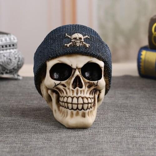 MRZOOT Plush Hats Resin Craft Home Decorations Skeleton Skull Model Punk Style Decoration Personalized Ornaments