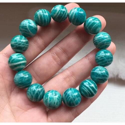 14mm Natural Green Amazonite From Russia Women Men Stretch Healing Round Beads Bracelets Crystal Fashion Best Jewelry AAAA
