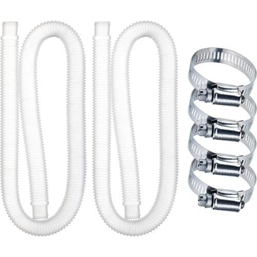 4 Metal Buckle Pool Hose Water Pipe 144cm Adjustable Pool Filter Hose Accessories Single-Tube Universal PVC Intex Washing Tube