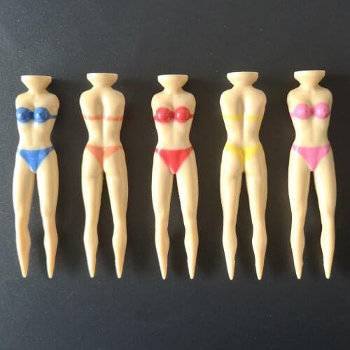 5pcs Colorful Lady Divot Tools Tees 76mm(3inch) Sexy Bikini Lady Golfer Gift Golf Balls Cushion Top Lovely Bikini Plastic Tools