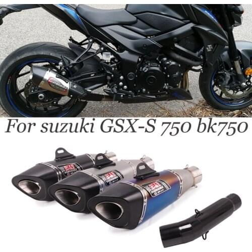 Slip On For SUZUKI GSX-S 750 GSX S750 BK750 2018 19 Motorcycle GP Exhaust Escape Modified Middle Link Pipe Muffler Carbon Fiber