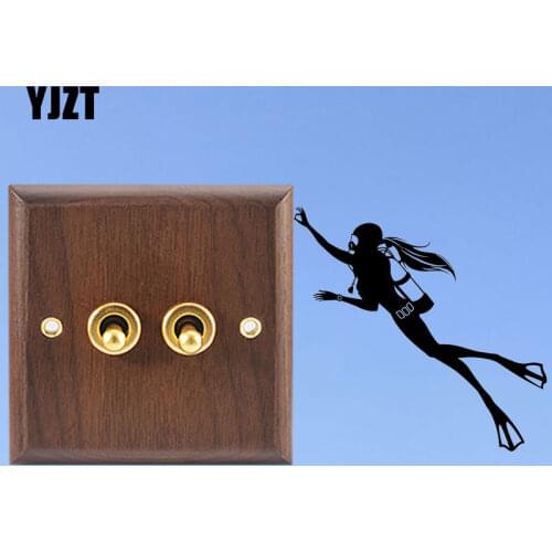 YJZT Diver Diving Girl Female Light Switch Decals Vinyl Wall Stickers Decor 8SS-2512