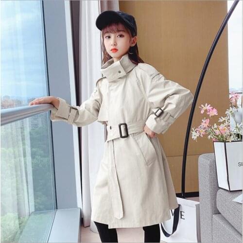 2021 Korean style girls trench coat cotton fashion full sleeve autumn girls coat 5-10t B699