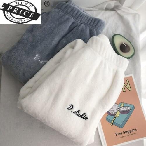 Bottoms Winter Women Pants 2021 Womens Trousers Coral Fleece Woman Clothes Female Pajamas Thick Warm Pantalones Mujer 26