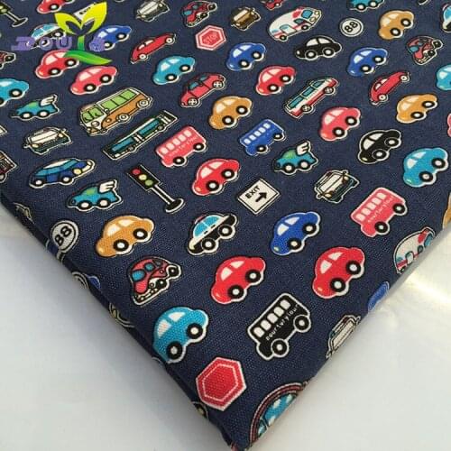 1 yards / blue bottom car graffiti printed canvas DIY handmade fabric canvas bag pillow curtain sofa cloth shoes