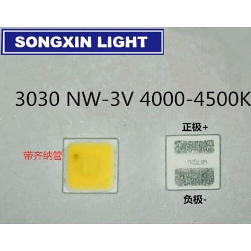 1000PCS/Lot 1W 3.0*3.0*0.68MM SMD 3030 LED 3Volt Natural White nature White 4000-4500k 140LM Of 350mA For car lighting EMC