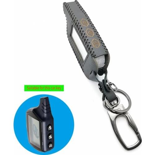 2-way B9 LCD Keychain Remote 100% Leather Case Cover for Car Alarm System Security Starline Twage Russian Vehicle B9 Key