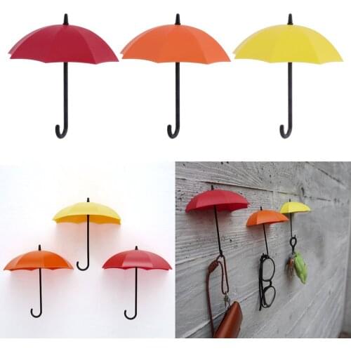 2020 New Arrival 3Pcs Colorful Umbrella Wall Hook Key Hair Pin Holder Organizer Decorative Drop Shipping