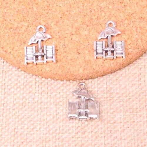 25pcs Antique Silver Plated beach umbrella Charms Pendants Fit Jewelry Making Findings Accessories 20*14mm