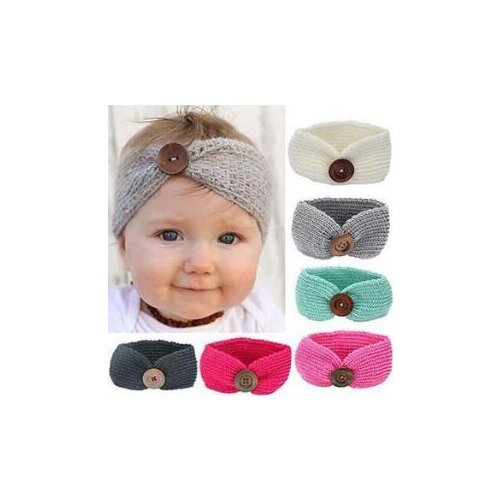 60pcs/lot DIY Multi Simple Baby Woolen Button Headband Hand Knitting Hair Styling Tools Hair Accessories HA731