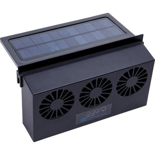 6th Generation Car Ventilation USB Exhaust Fan Cooler Solar Powered Auto Air Vent Ventilator Dual-mode Power Supply
