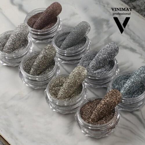 8Pcs/Set Diamond Nail Powder Laser Silver Reflective Nail Art Glitter Shiny Jewelry Sequins Colorful Nail Art Decorations