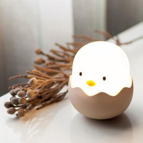 Acecorner Baby Night Light Nursery Silicone Chicken Egg Touch Sensor LED Lamp for Child Kids USB Charge Romantic Cute Animal