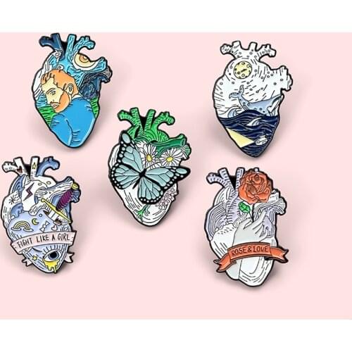 New fashion heart-shaped Enamel Brooch Marine whales pansy Rose and love Heart Lapel Pin Creative Badge gift for friend