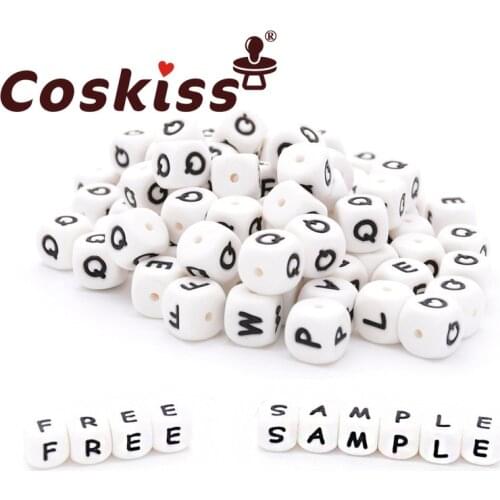 Coskiss 12mm 20pc Silicone Letter Beads Alphabet Letter Beads Food Grade Silicone Beads DIY Teething Necklace Nursing Beads