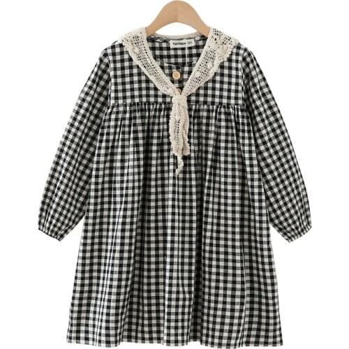 Children Clothes Baby Girl Dress Kids Shirt Long Skirt Baby Toddler Suit Autumn Clothes Loose Check Pullover Boutique Clothing