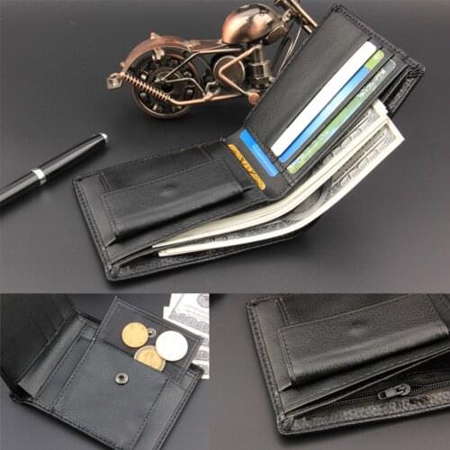 Simple Casual Waist Bag Wallet Gift Ultra Thin Change Bi Fold PU Leather Men Wallet Classic Portable Card Holder Practical