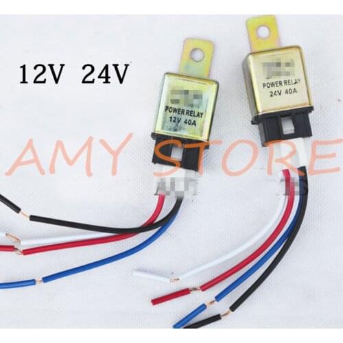 DC 12V 24V 40A NO Car Auto Truck Automotive Air Conditioning Electronic Fan Heat Dissipation Power Relay 4 Pin + Harness Socket
