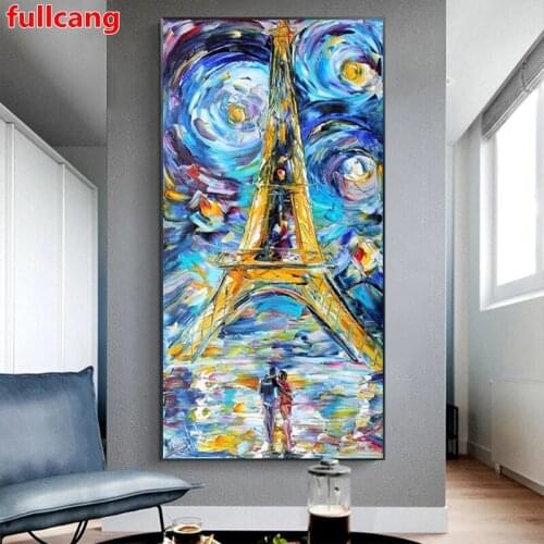 Tower Of Paris Van Gogh Starry Night 5D DIY Diamond Painting Full Square Round Diamond embroidery Diamond mosaic stitch JX2470